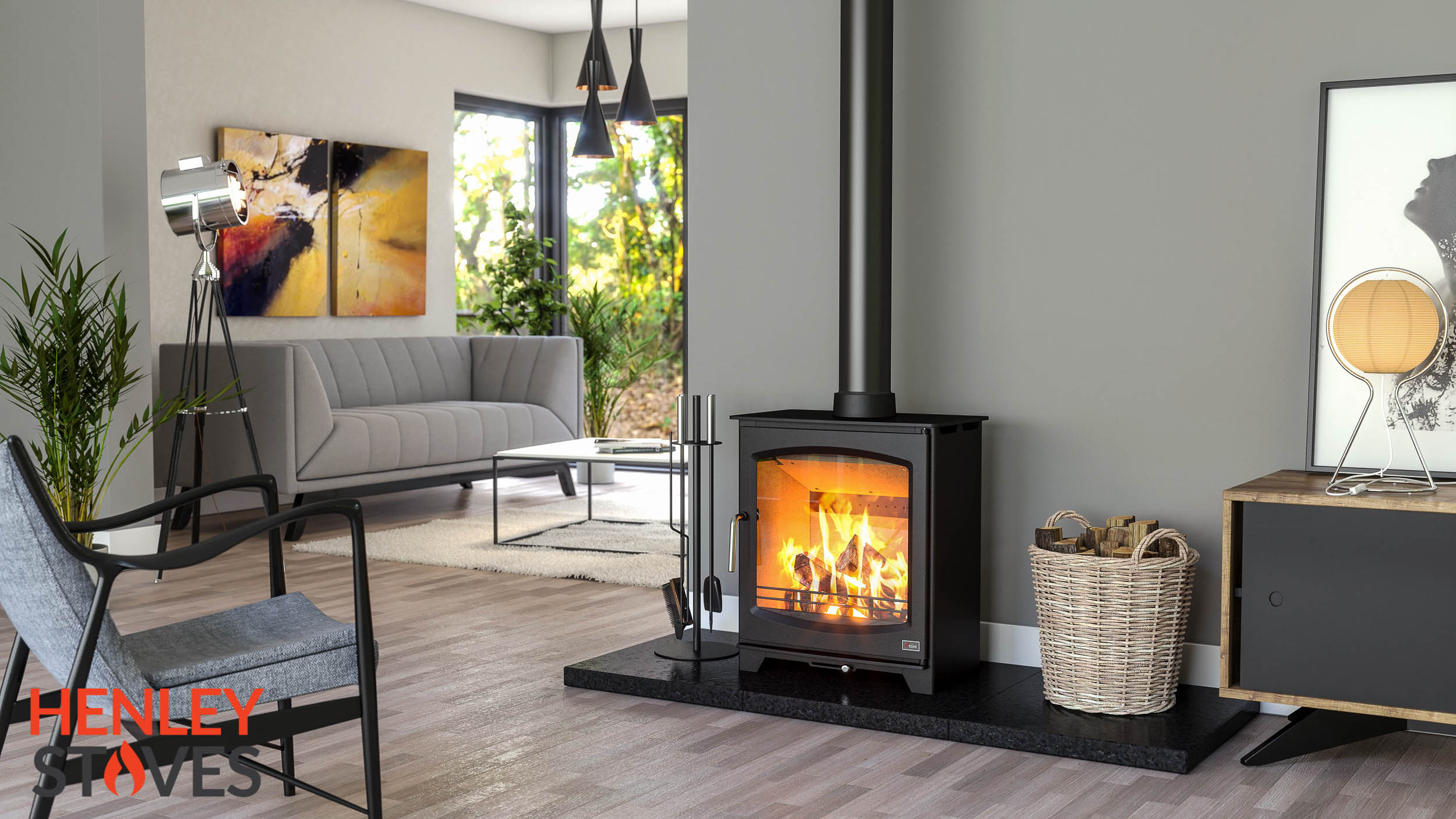 Wood Burning Stove Henley Avon 5kw - Top or Rear Flue Exit 5 Inch - Image 3