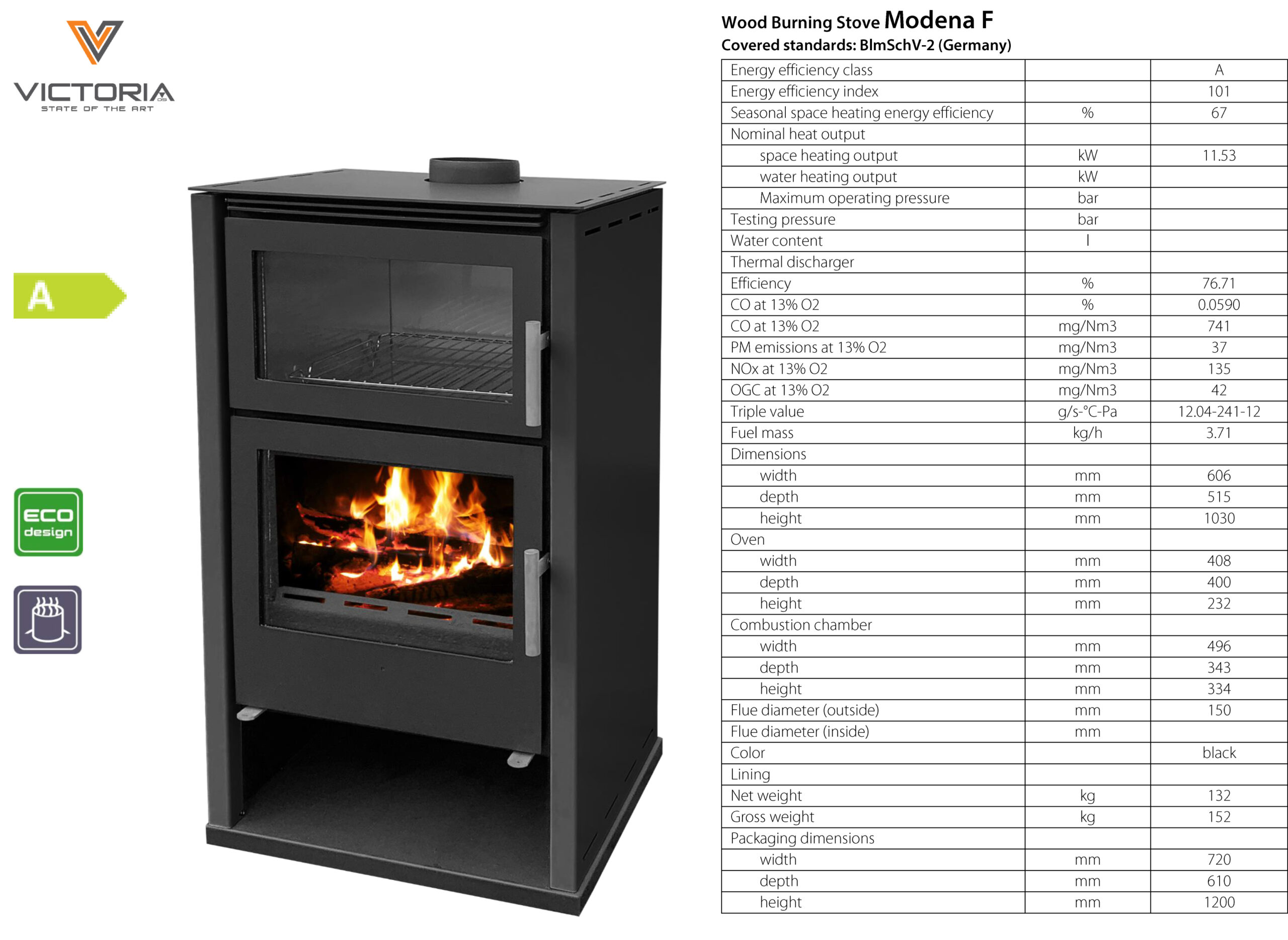 Modena F Wood Burning Multi-Fuel Oven Cooker Stove - Image 2