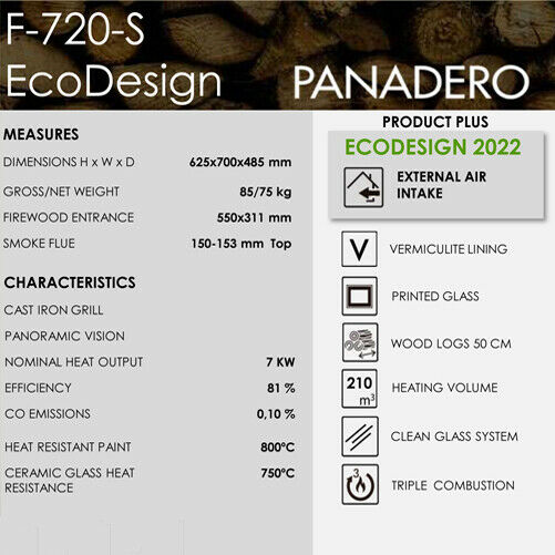 Panadero 720-S Inset 10kw Fire / Stove ( Multi-fuel) Wood Burner - Image 3