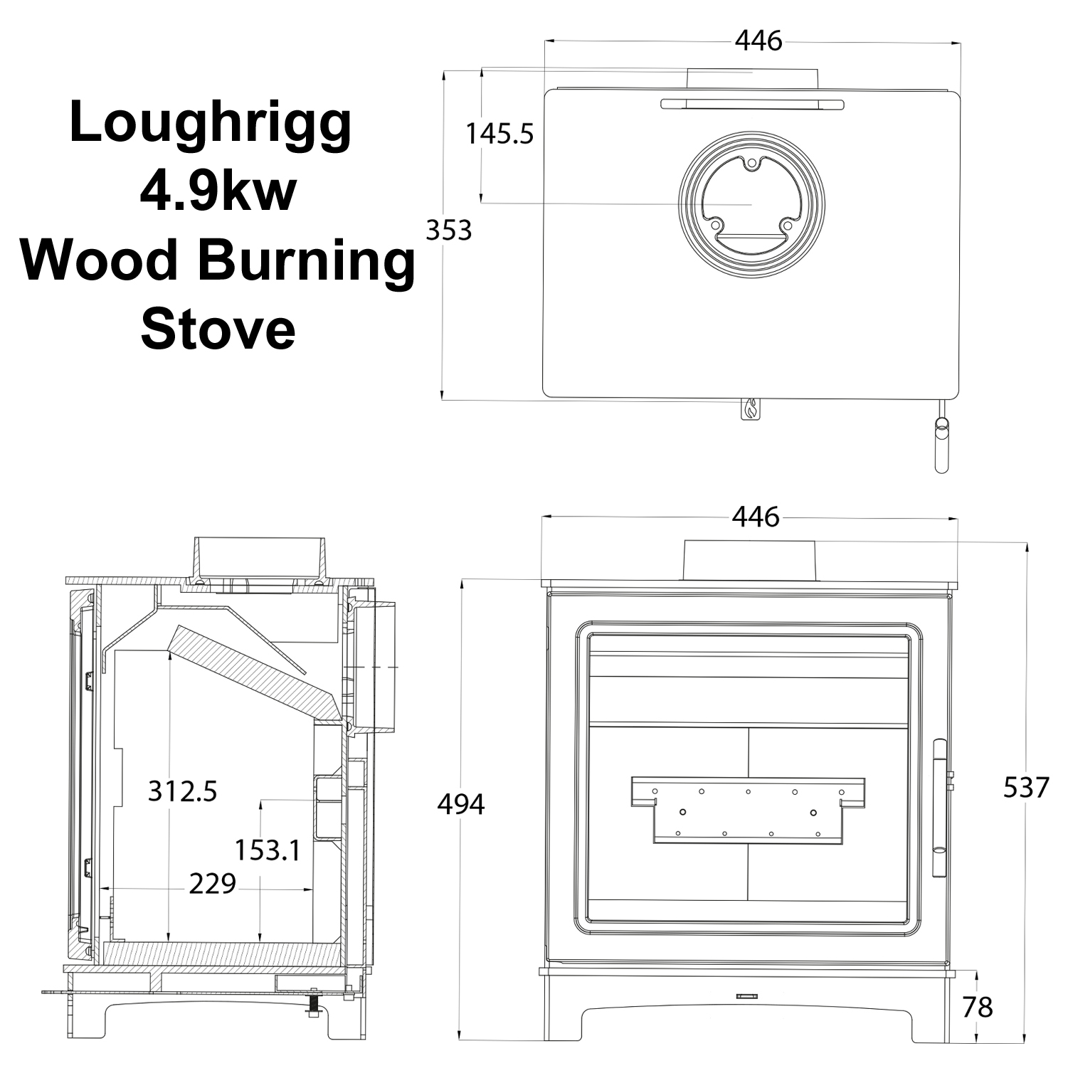 Mi Fires Loughrigg 5kw Wood Burning Stove Top Or Rear Flue Exit A+ Rating - Image 4