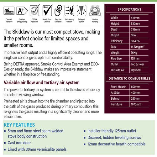 Mi Fires Skiddaw 5kw Defra Approved Wood Burning Log Burner Fire Modern Stoves - Image 2