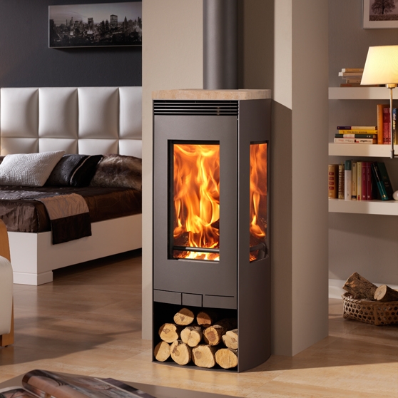 Alba 10kw Sand Stone - 3 Sided Wood Burning Multi-Fuel Stove - Image 2