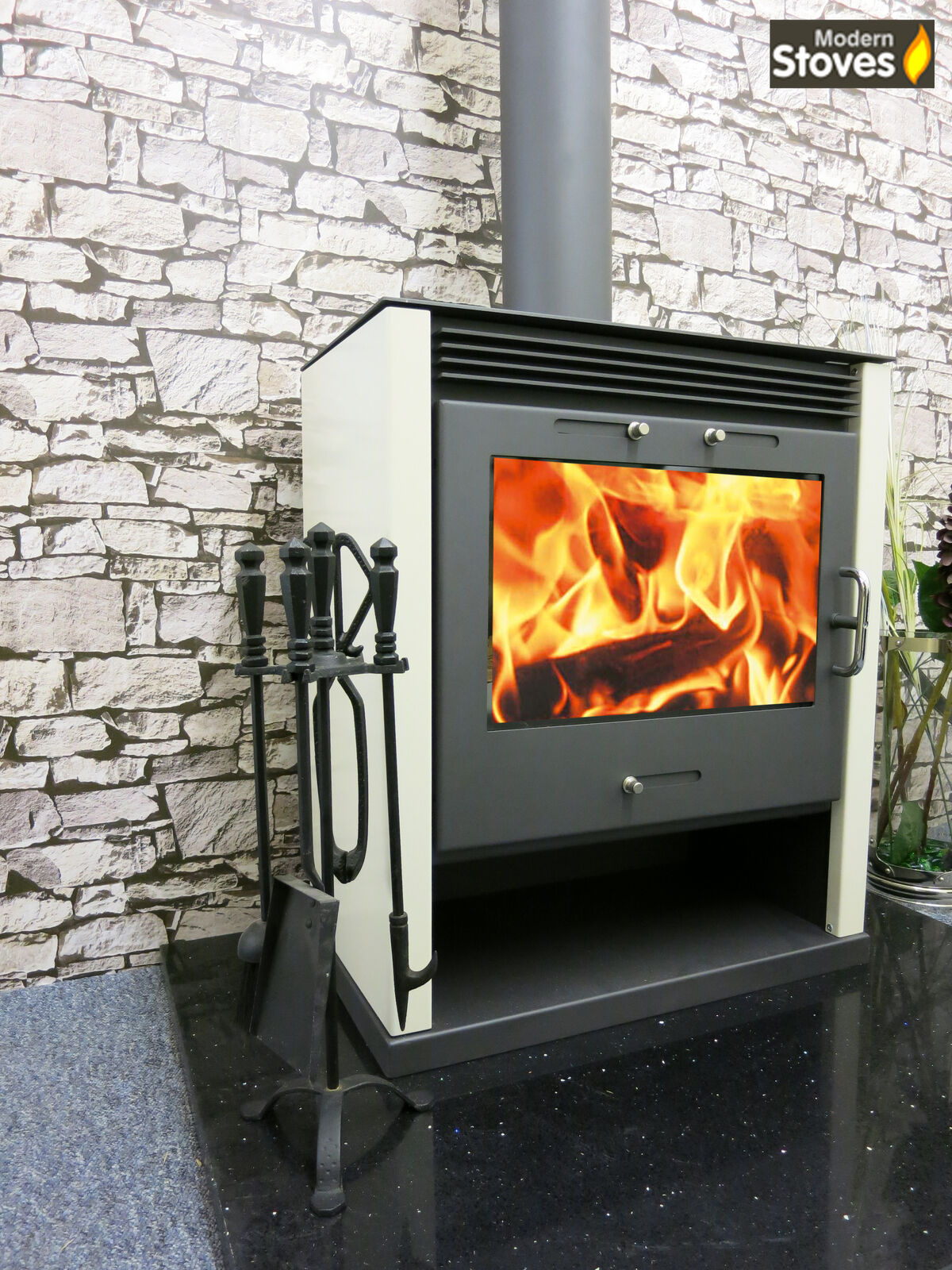 Ruben White 16kw Contemporary Multi-fuel Wood Burning Stove - Image 2