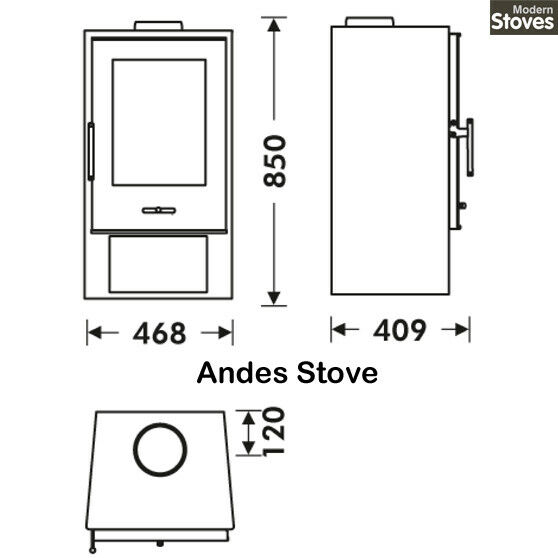 Andes 10kw Contemporary Wood Burning Multi-Fuel Stove With Edge to Edge Glass Door - Image 3