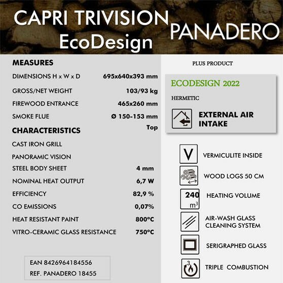 Capri Tri Vision 3 Sided Wood Burning Multi-Fuel Stove With Edge to Edge Glass Door 9kw - Image 4