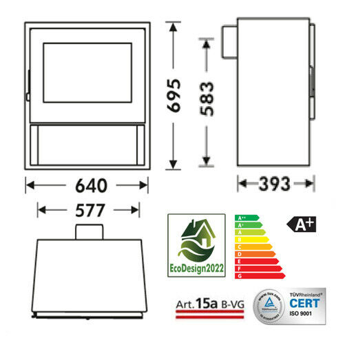 Borneo 10kw Wood Burning Multi-Fuel Stove With Edge to Edge Glass Door - Image 4