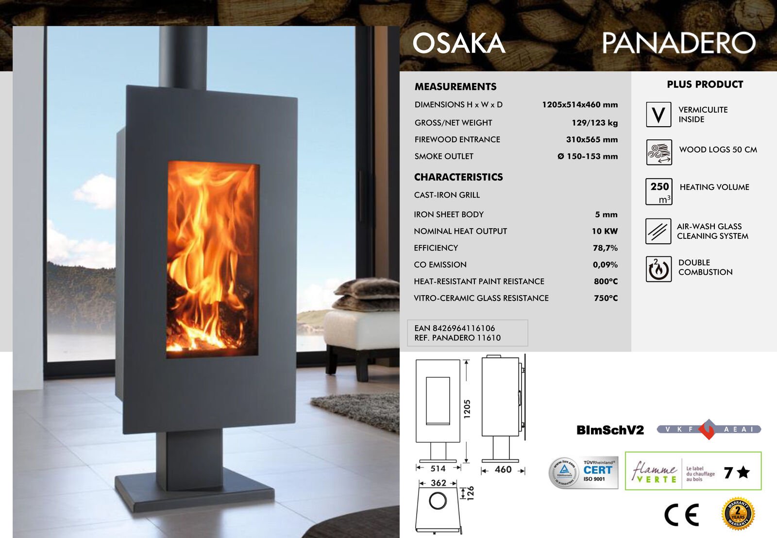Osaka 8kw Contemporary Wood Burning Multi-fuel Stove - Image 3