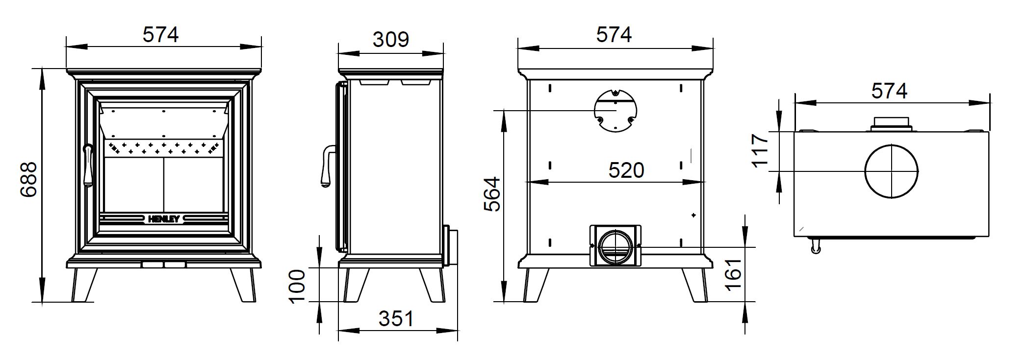 Henley Elmwood 6.5kw Wood Burning Stove 5 Inch Outlet - Image 4