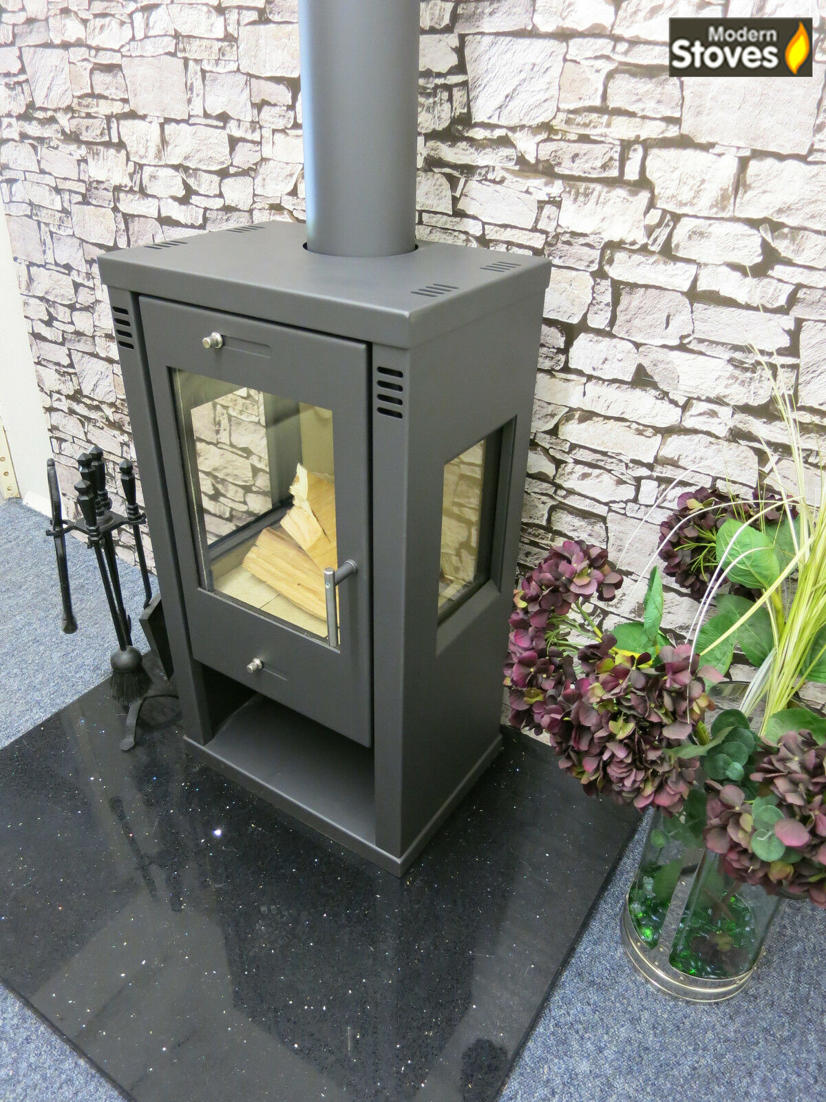 Vision 10kw 3 Sided Contemporary Multi-fuel Wood Burning Stove - Image 3