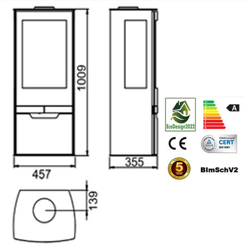 Zinc 10kw 3 Sided Wood Burning Multi-Fuel Stove - Image 3