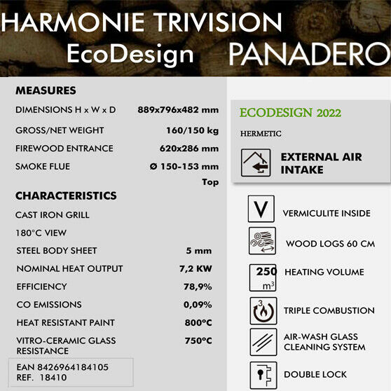 Harmony Tri Vision 10kw 3 Sided Contemporary Multi-fuel Wood Burning Stove - Image 3
