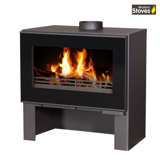 Omega 14kw Rectangular - Contemporary Wood Burning Multi - Fuel Stove with Pedestal - Image 3