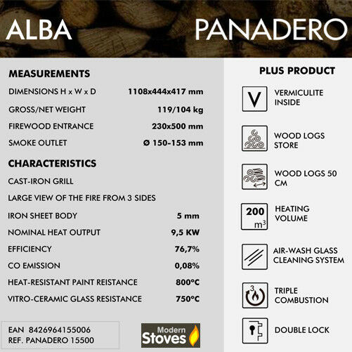 Panadero Alba 3 Sided Wood Burning Multi-Fuel Stove - Image 3