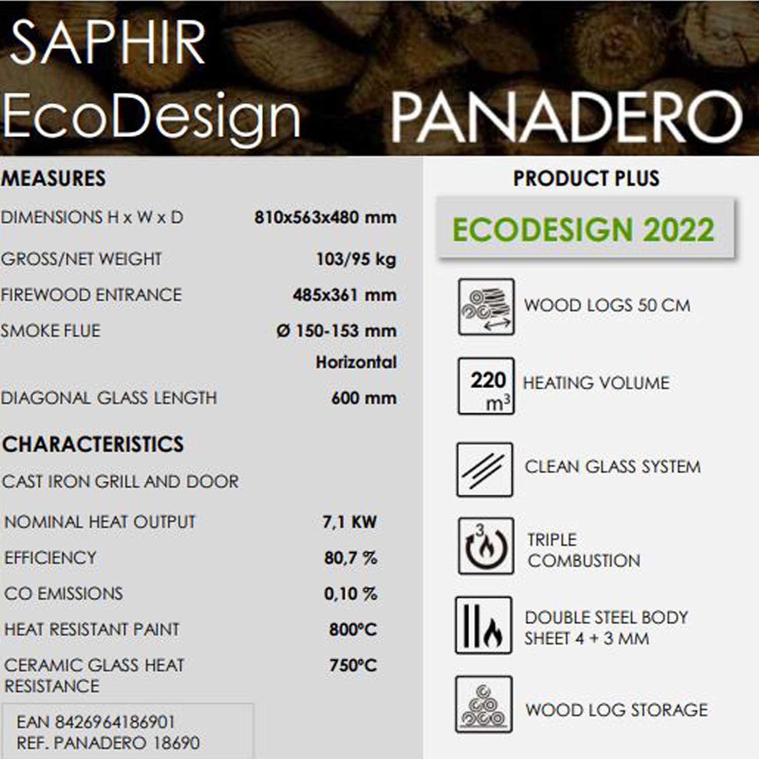 Panadero Saphir 7kw Wood Burning Mulifuel Stove - Image 4