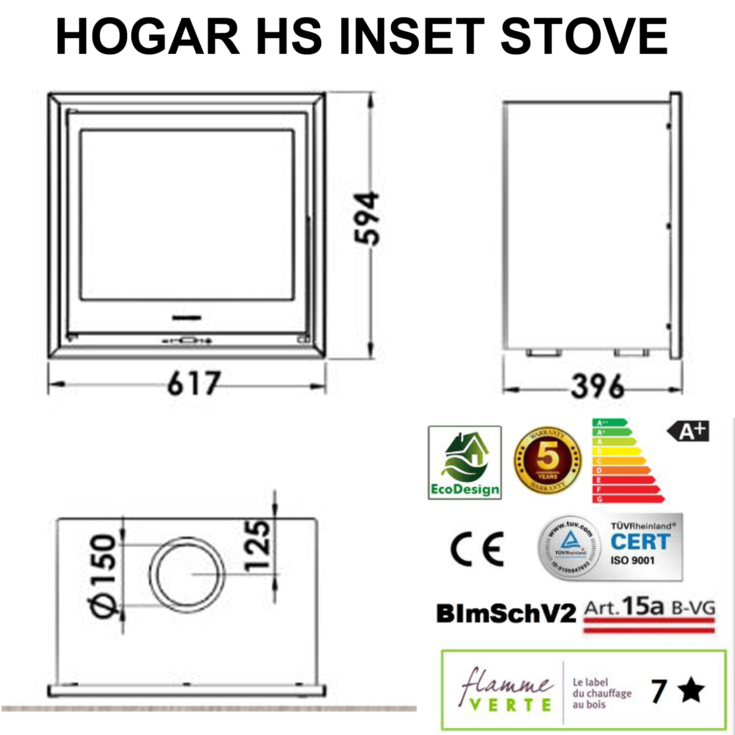 Wood Burning Inset Cassette Stove HOGAR 7kw Multi Fuel Burner - Image 4