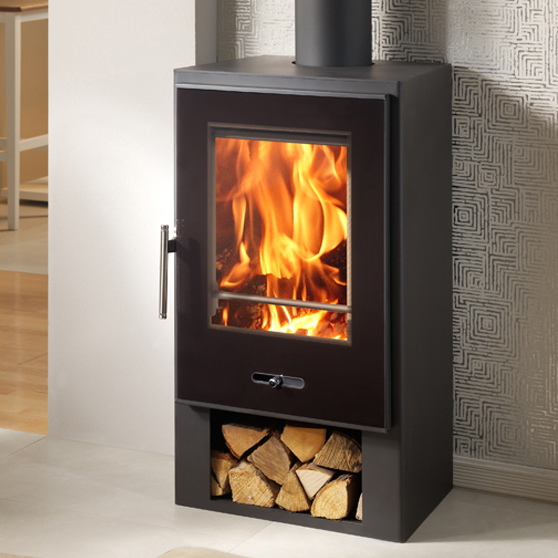 Andes 10kw Contemporary Wood Burning Multi-Fuel Stove With Edge to Edge Glass Door