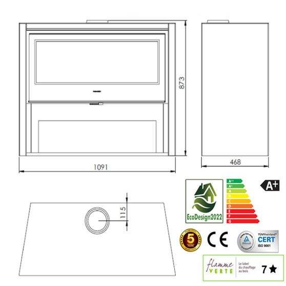 Allegro 12kw Large Rectangular - Contemporary Wood Burning Stove MultiFuel - Image 3