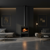 Wood Burning Multifuel Stove Direct Air Top or Rear Flue Exit Cube Wood Store - Image 5