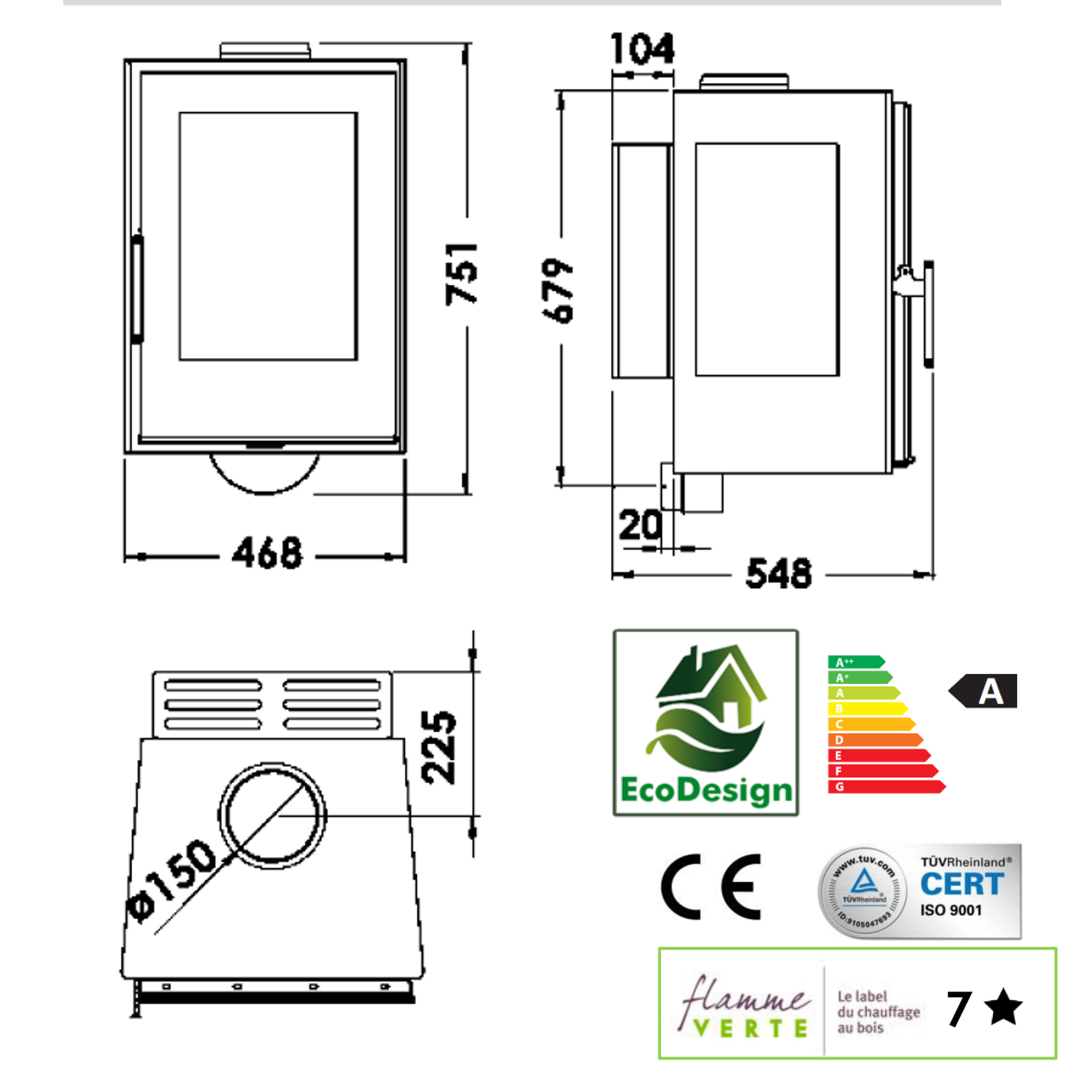Inca "WALL HUNG" 10kw 3 Sided Wood Burning Multi-Fuel Stove - Image 4