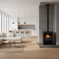 Wood Burning Multifuel Stove Direct Air Top or Rear Flue Exit Cube Wood Store - Image 7