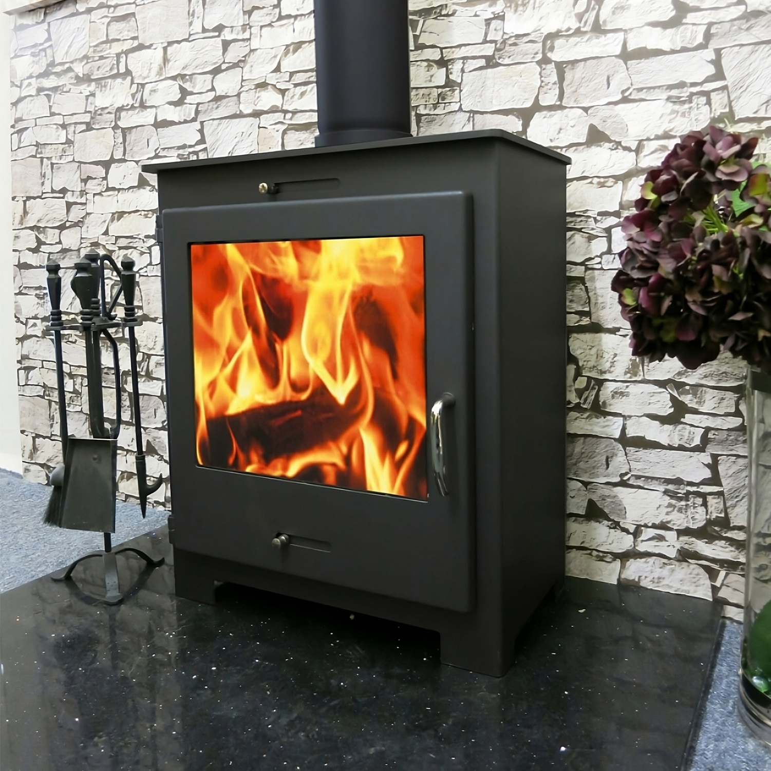 Nero Lux B 15kw Contemporary Multi-fuel Wood Burning Stove with Back Boiler For Central Heating / Hot Water - Image 2