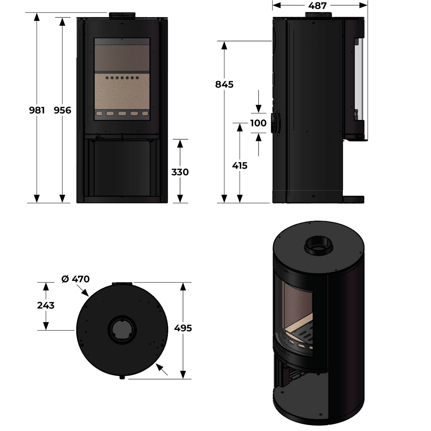 Rondo 5kw Wood Burning Curved Stove With Log Store - Image 2
