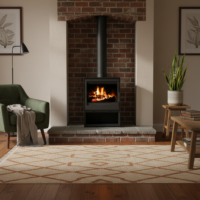 Wood Burning Multifuel Stove Direct Air Top or Rear Flue Exit Cube Wood Store - Image 6