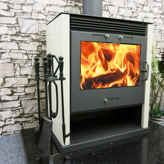 Ruben BO WHITE Un-Vented 21kw Contemporary Multi-fuel Wood Burning Stove with Back Boiler For Central Haring / Hot Water - Image 2