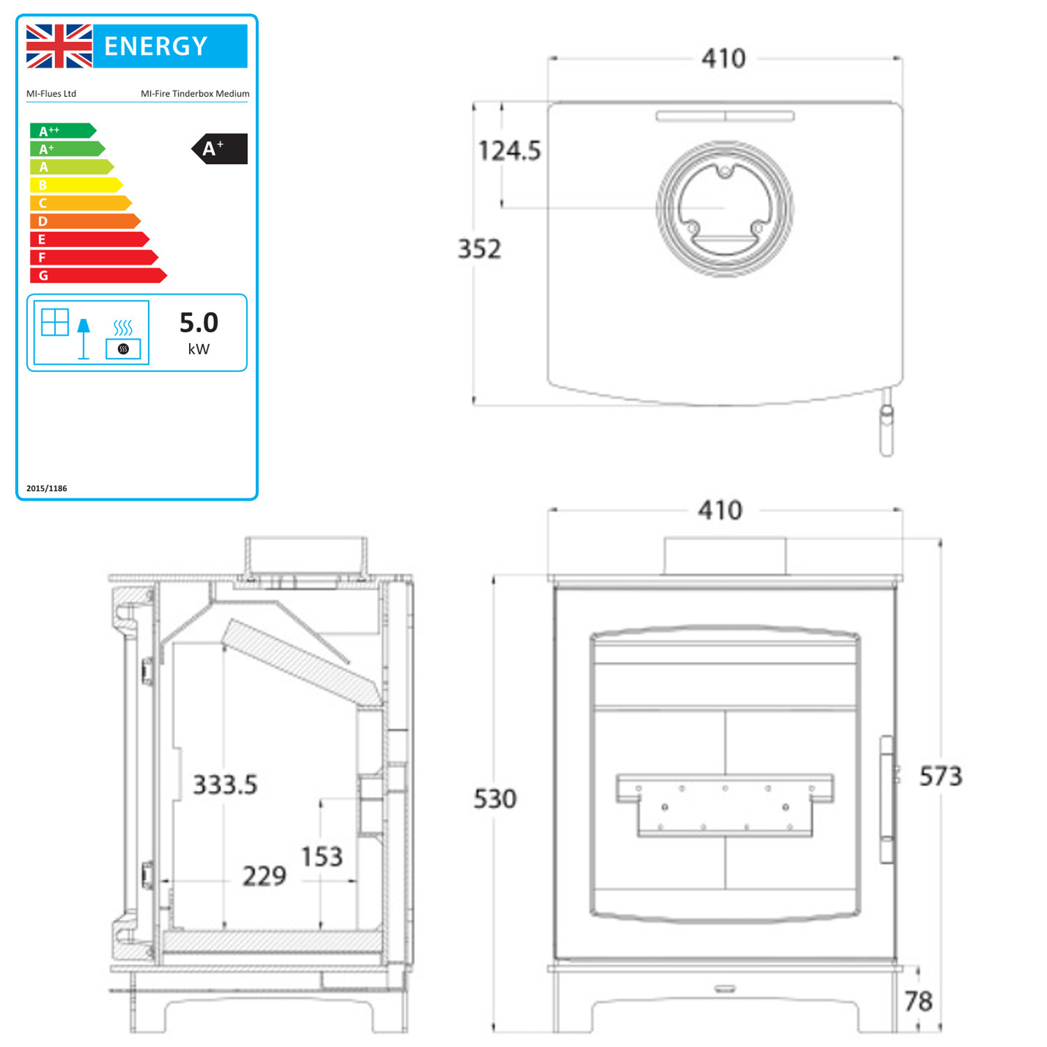 Tinderbox Medium Wood Burning Stove 5kw Defra Stove - Image 3