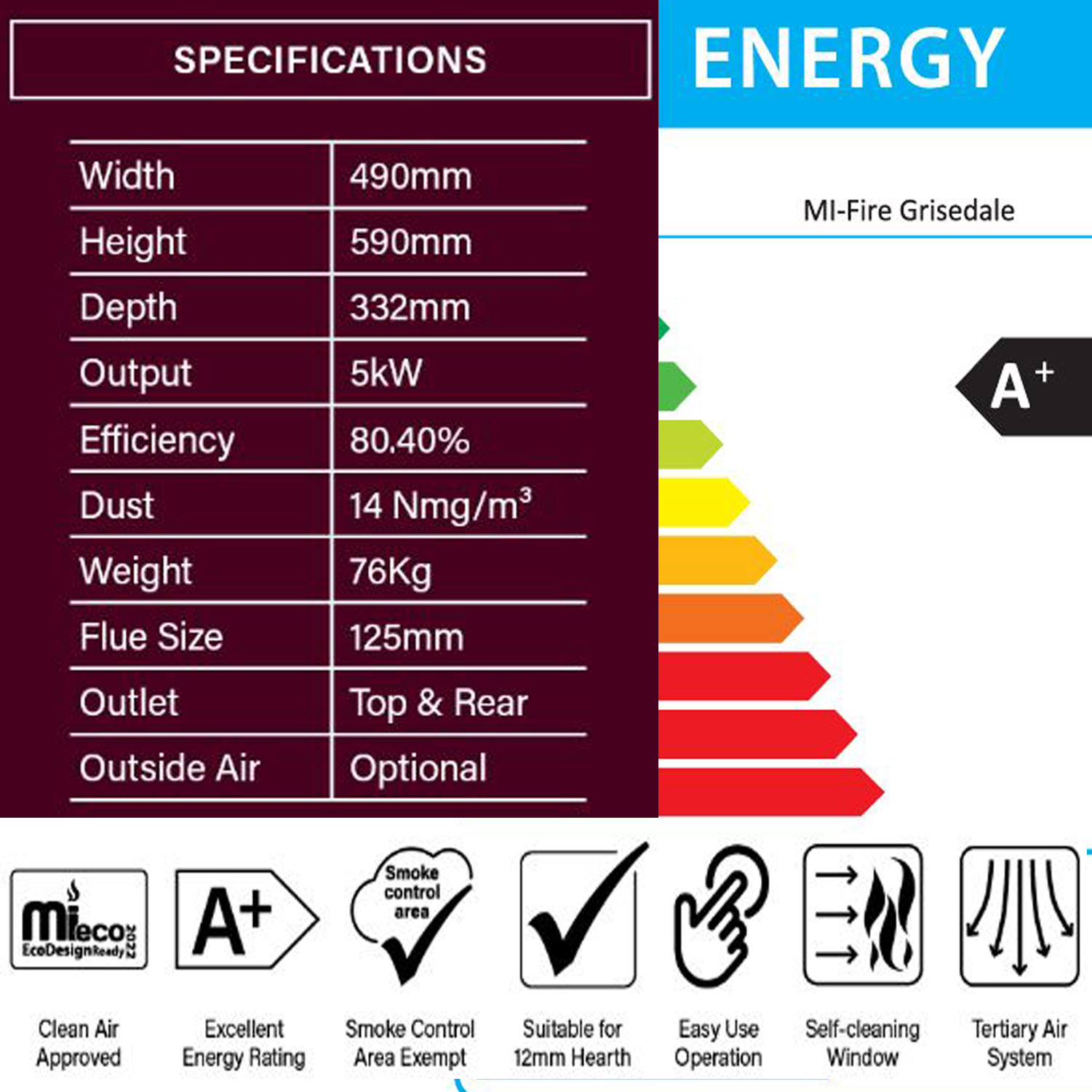 Wood Burning Stove Grisedale 5kw Defra Certified - Image 6