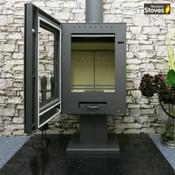 Rhyton Stove 12kw Contemporary Wood Burning Multi-Fuel With Pedestal Stand - Image 8